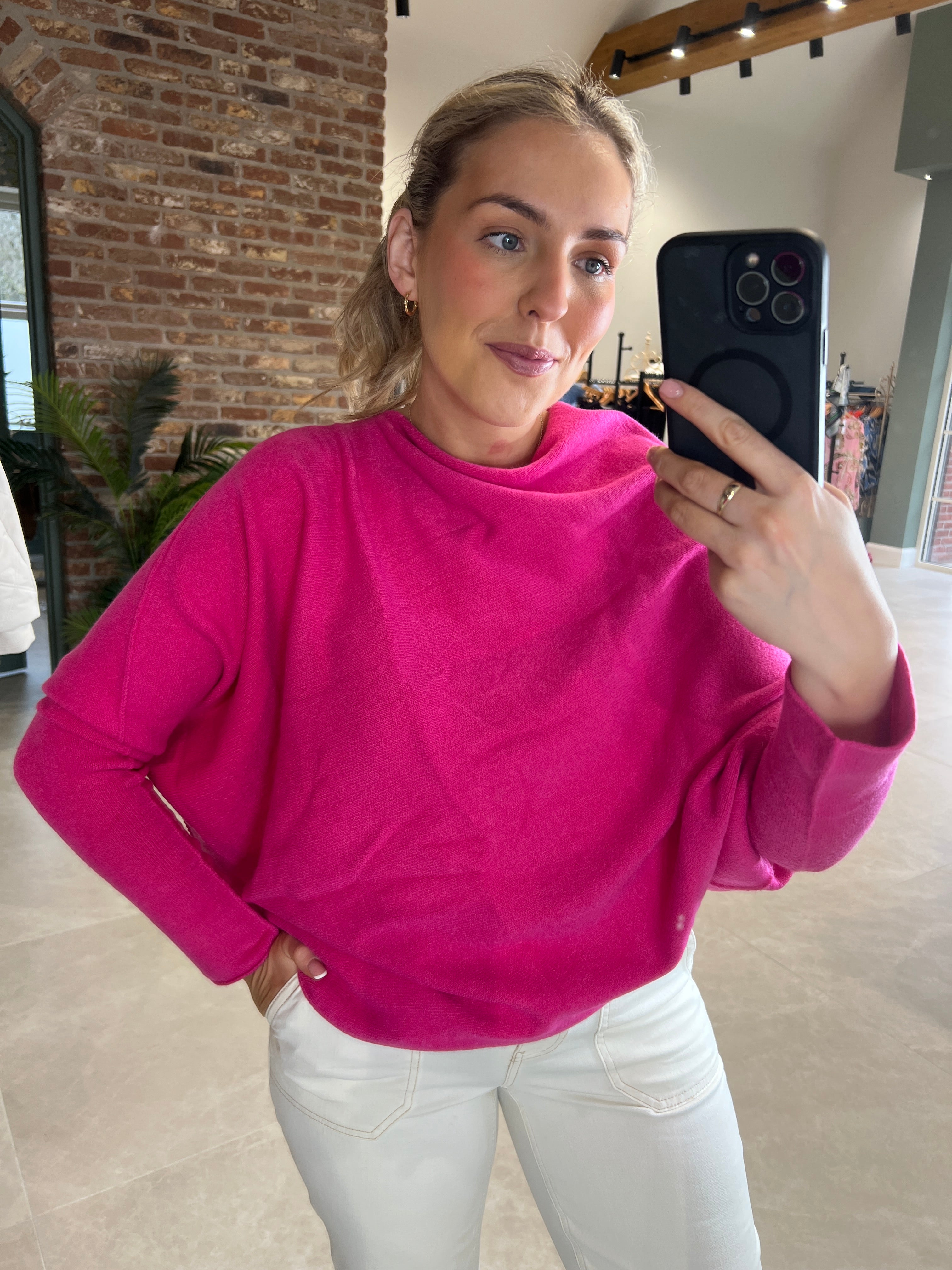 Deck By Decollage Asymmetric Knit In Pink