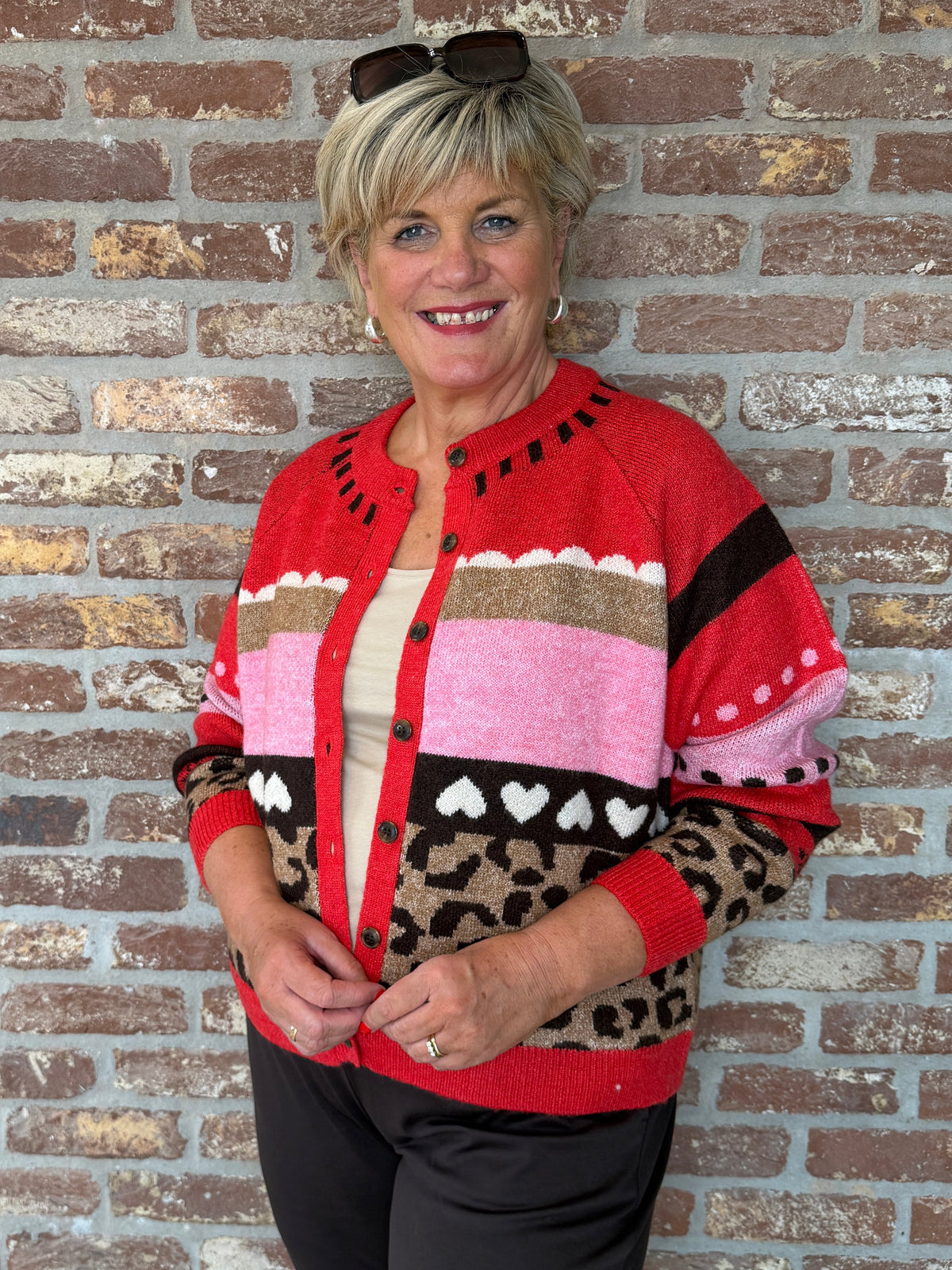 Ichi Ihlivoni Patterned Cardigan In Poinsettia