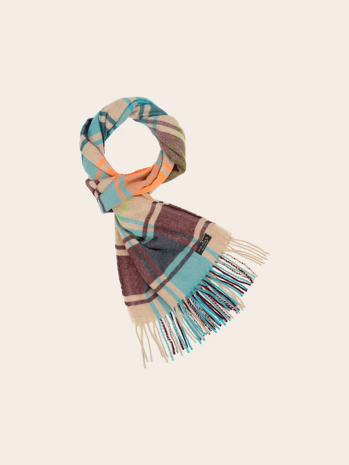 Cashmink colourful checks Scarf In Sand