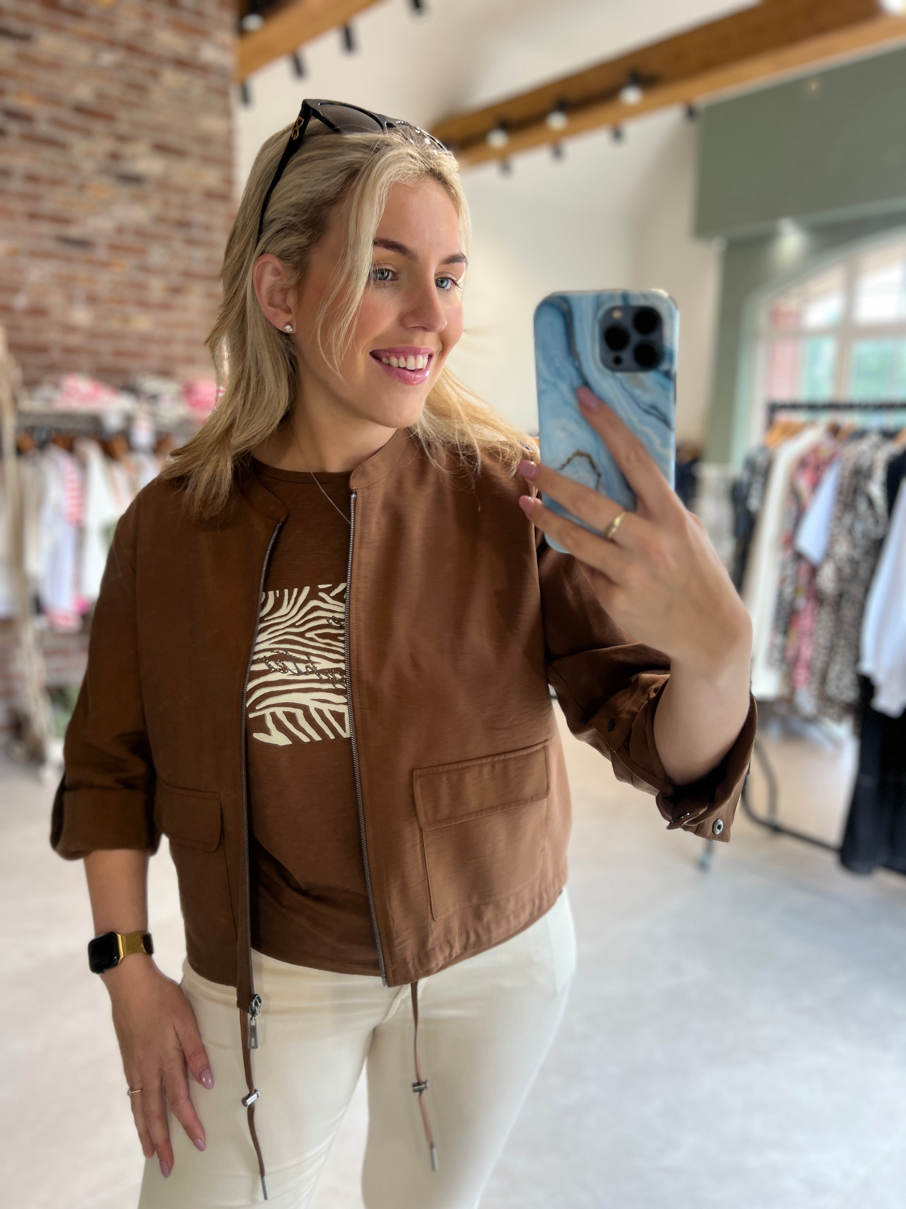More & More Modal Jacket In Sweet Toffee