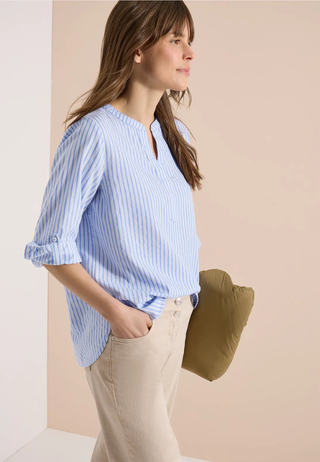 Cecil Double Striped Blouse In Blue