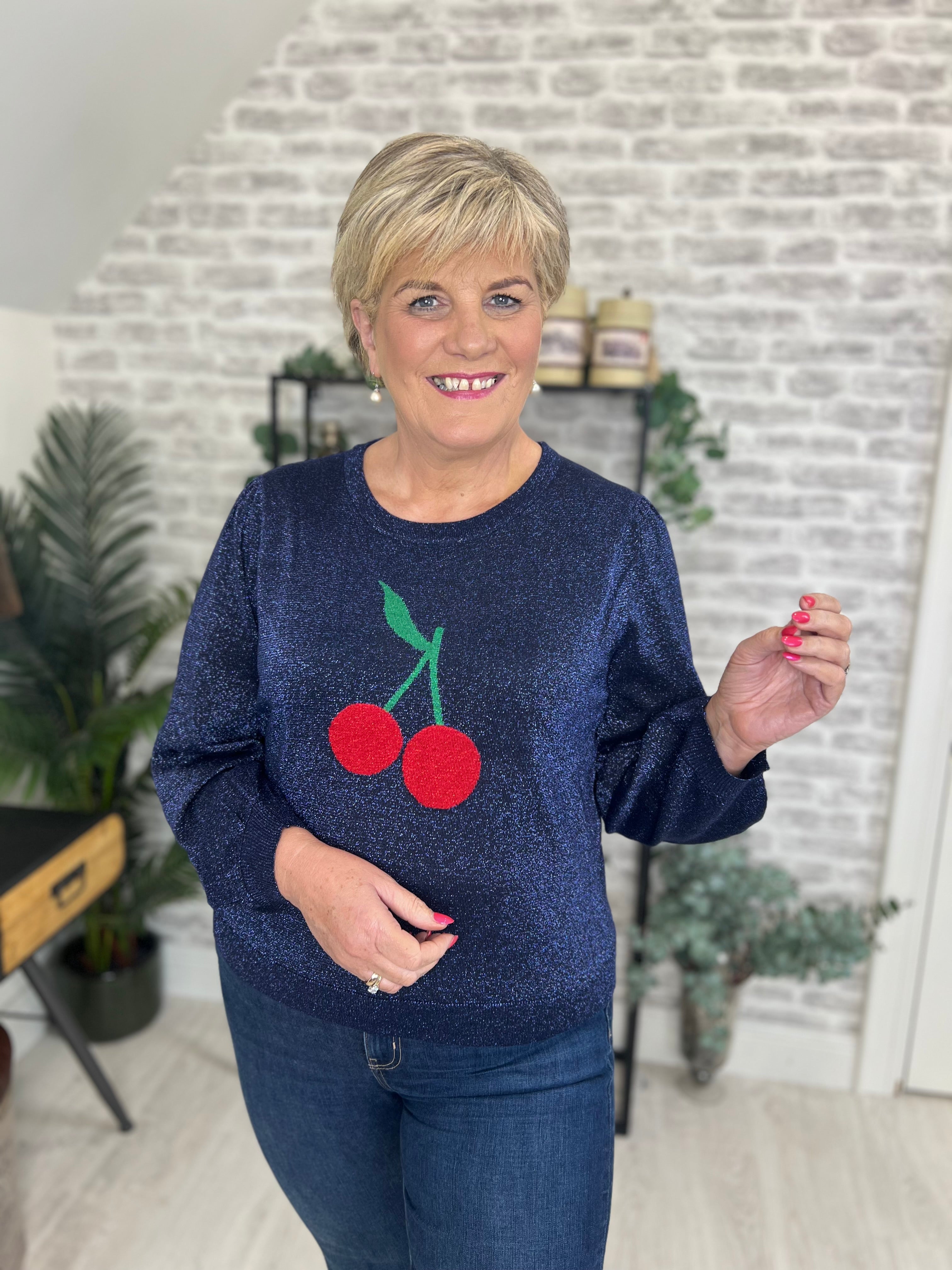 Sugarhill Brighton Tiff Cherry Jumper In Navy