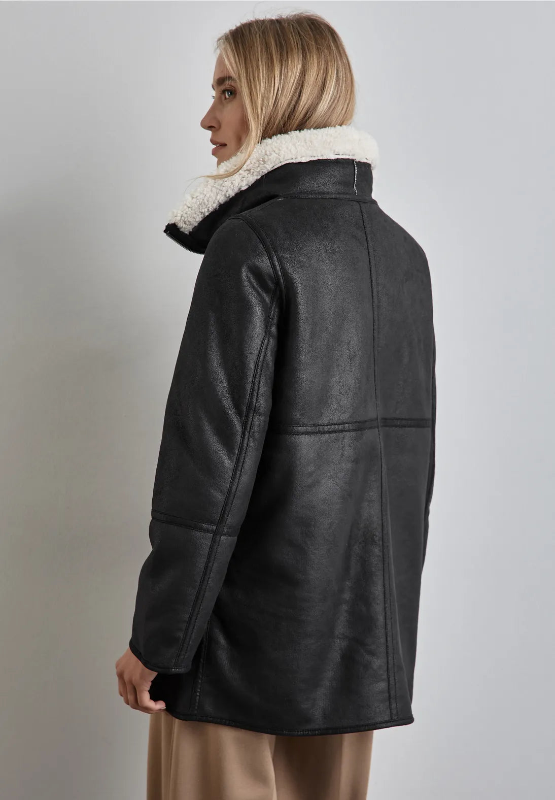 Street One Leather Look Jacket In Black