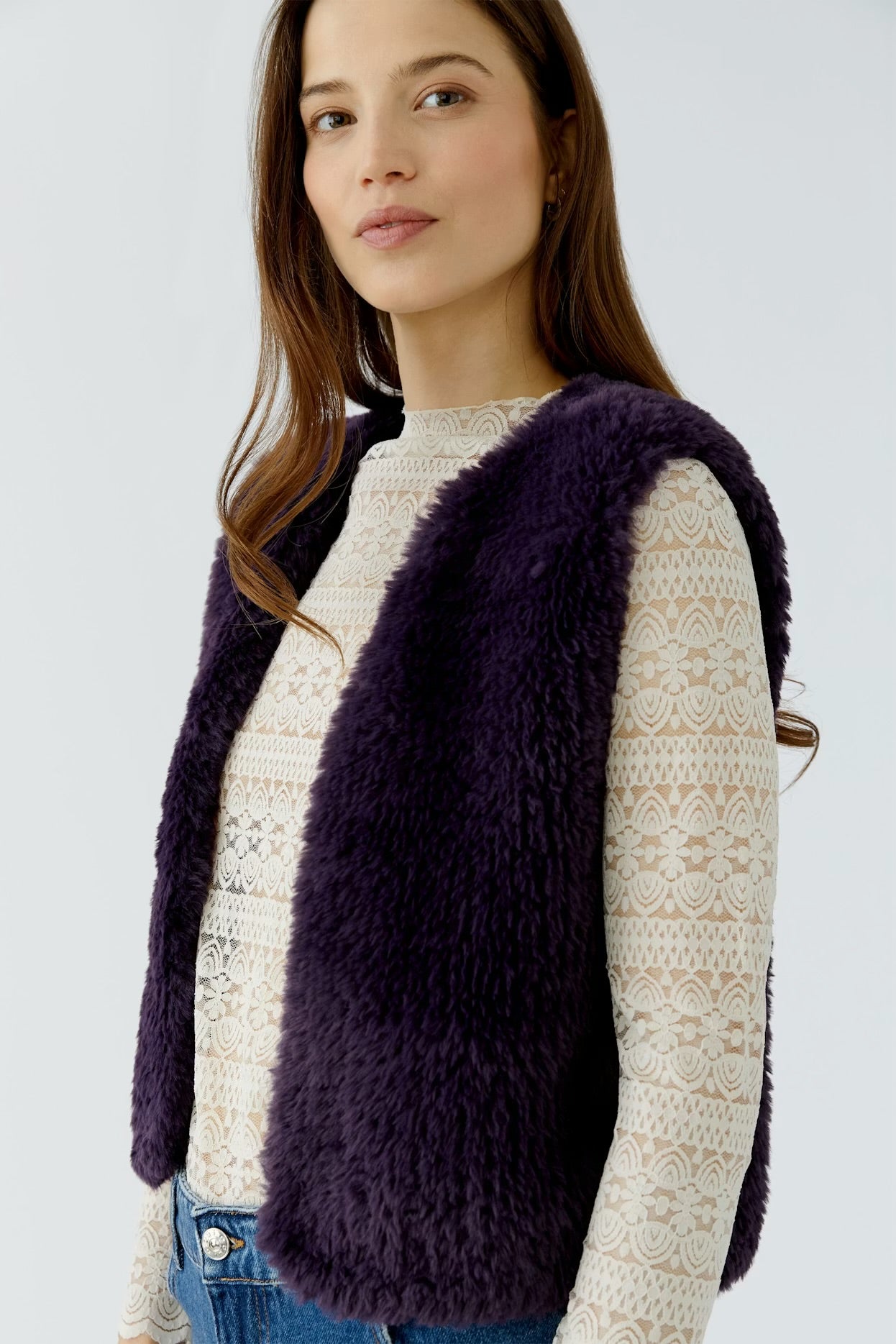 Oui Knitted Waistcoat In Mysterioso