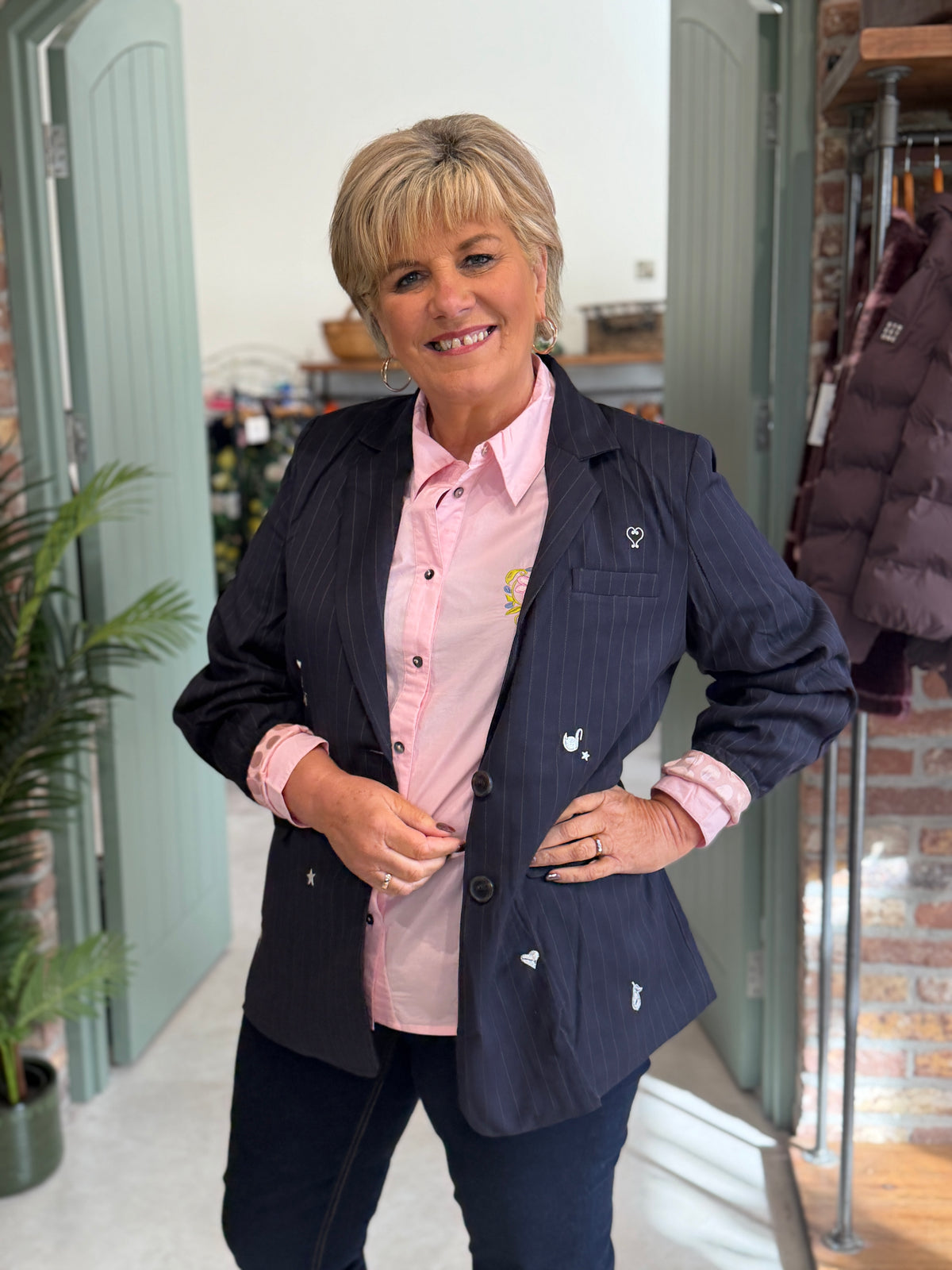 Nulouise oversized embroidery blazer in salute