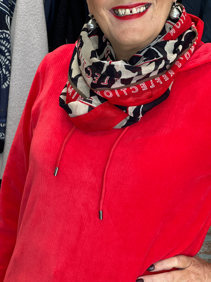 Cecil Cord Hoodie In Fiery Red