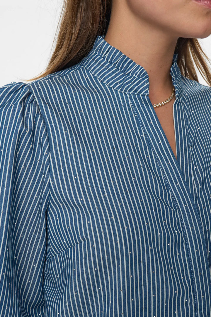 Nümph Nuemile Striped Shirt In Denim Blue