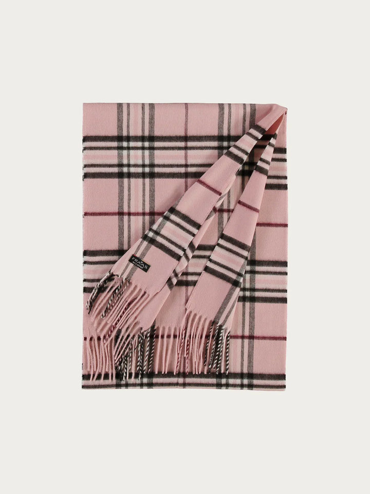 Cashmink Plaid Patterned Scarf In Rose