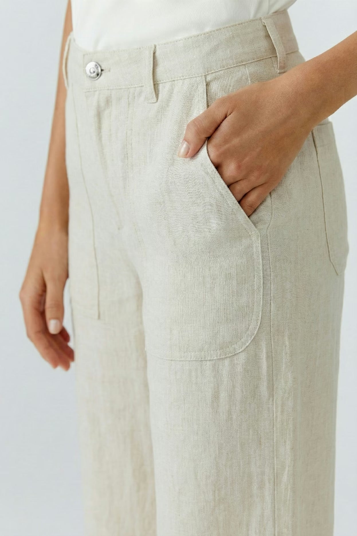 Oui linen trousers In Biscuit