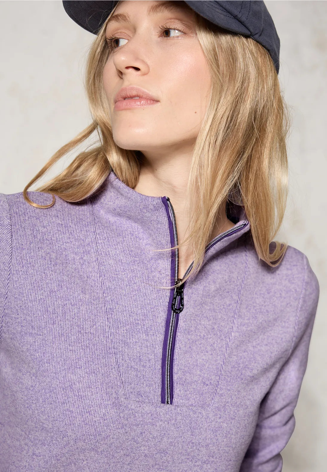 Cecil Cosy Zipped Sweatshirt In Lilac Melange