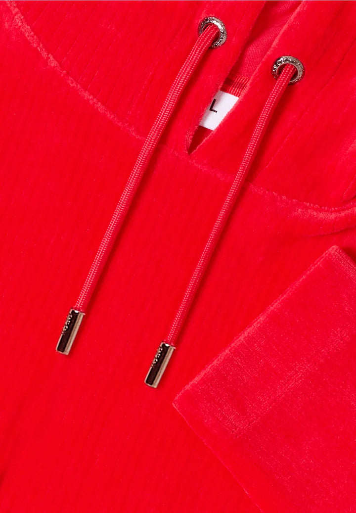 Cecil Cord Hoodie In Fiery Red