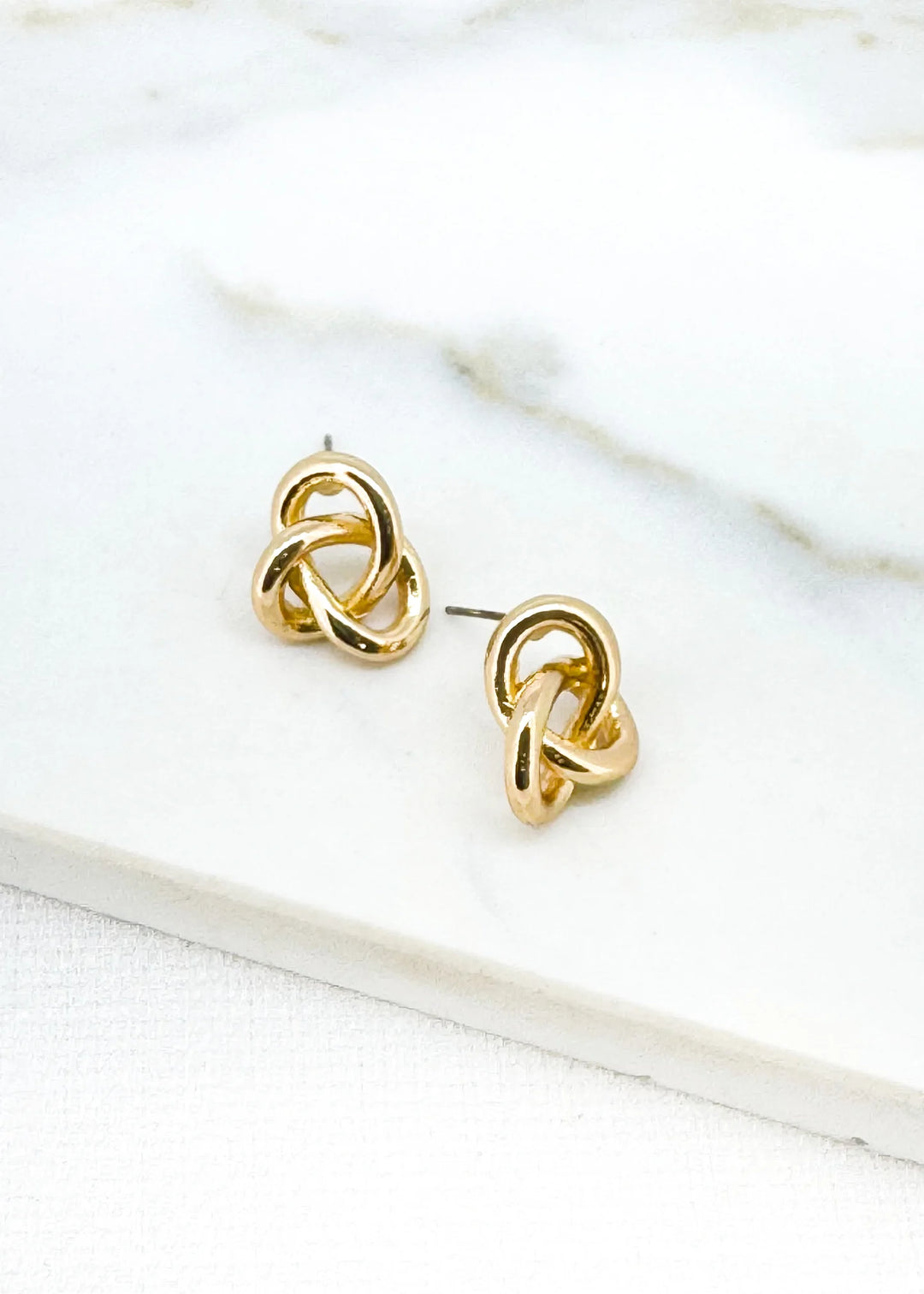 Envy Knot Stud Earrings In gold