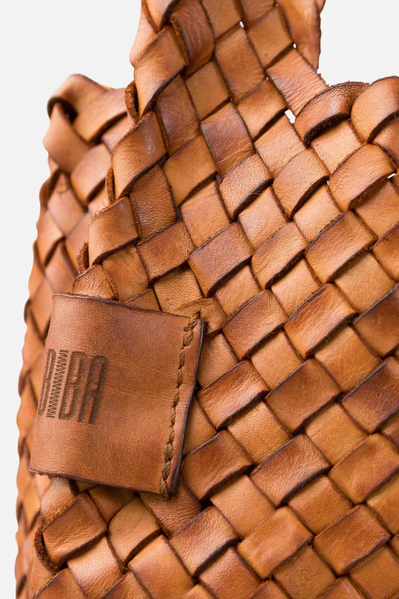 BIBA leather woven killen shoulder bag in Tan