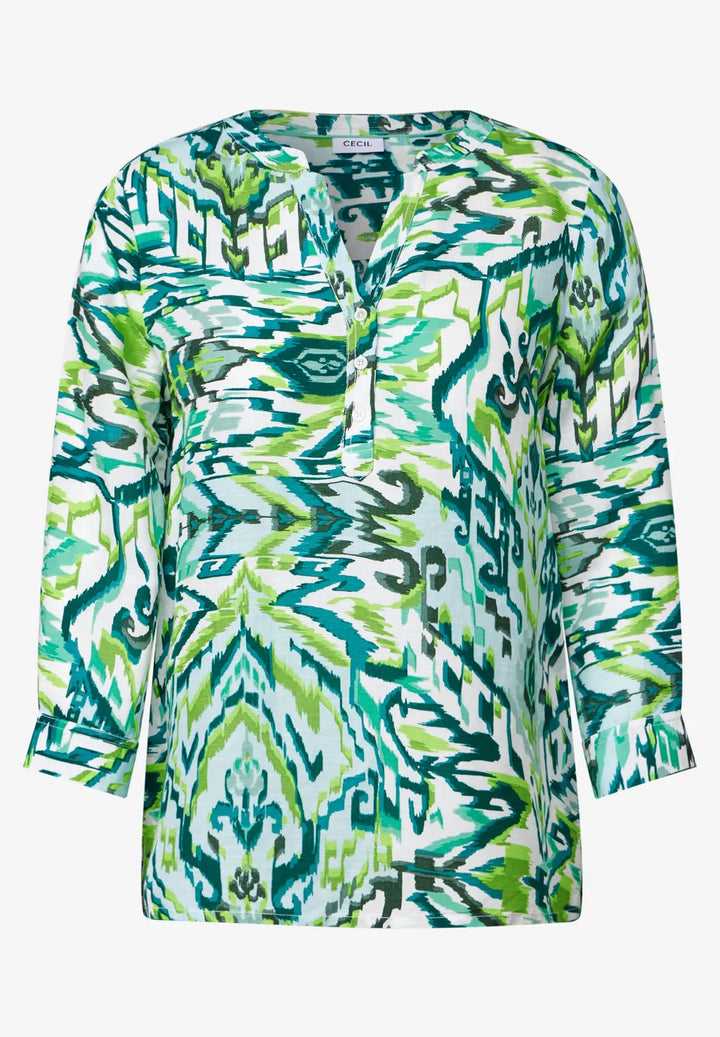 Cecil Linen Blouse In Green Lagoo