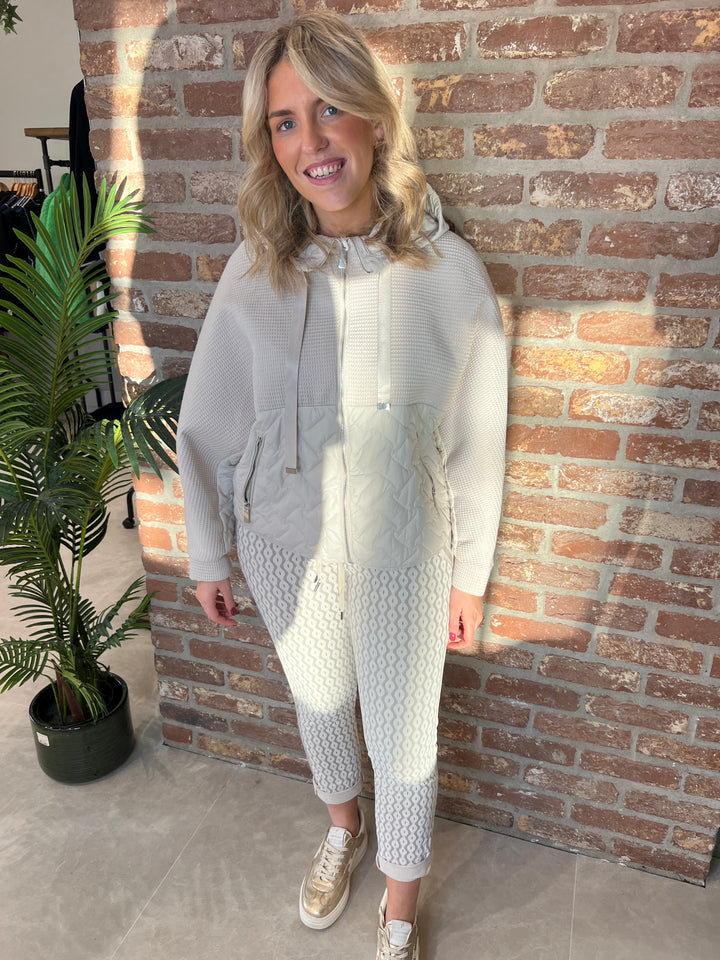 Deck By Decollage Patterned Joggers In Beige