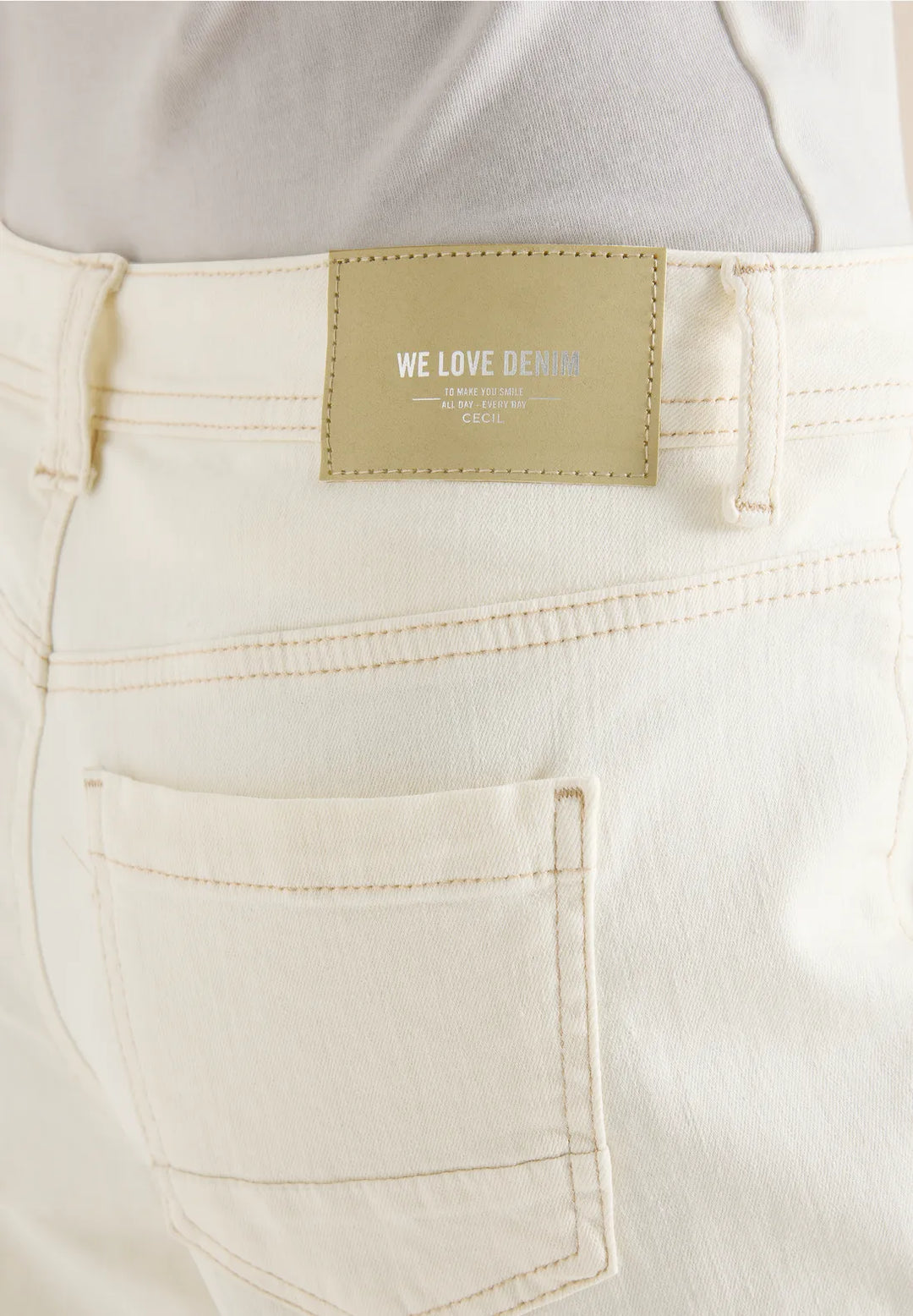 Cecil Neele Patch Pocket Jeans In Pearl Beige