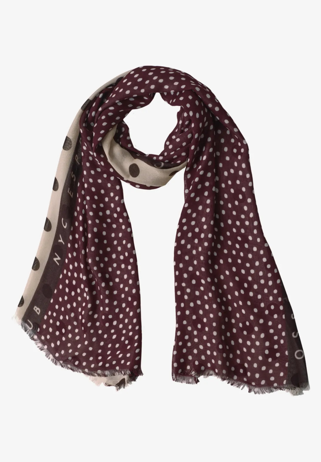 Printed long scarf in rustic rouge