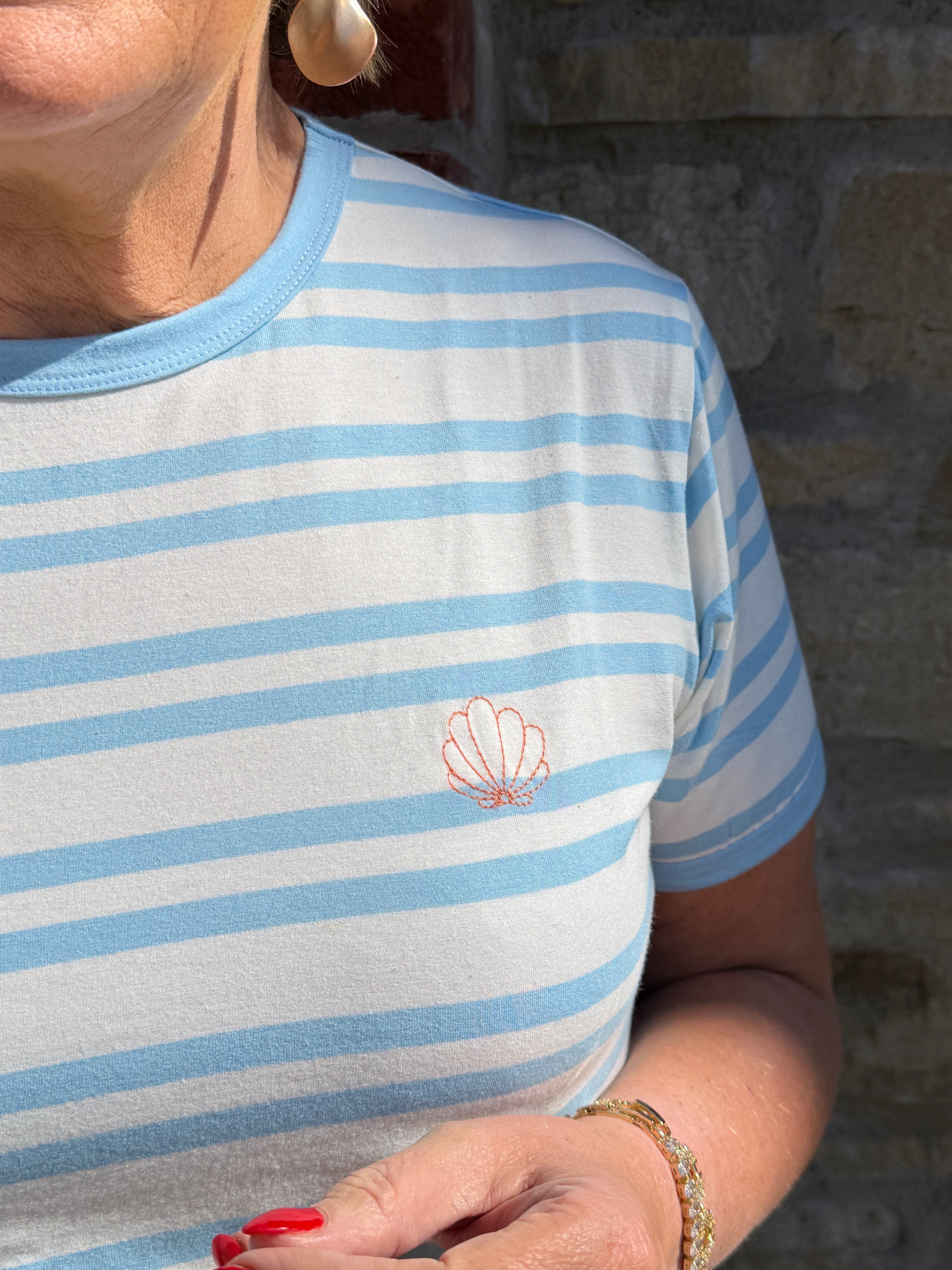 Saint Tropez striped t-shirt in cerulean blue