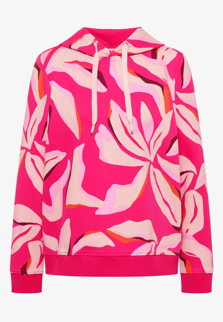 Cecil Floral patterned hoodie In beetroot pink
