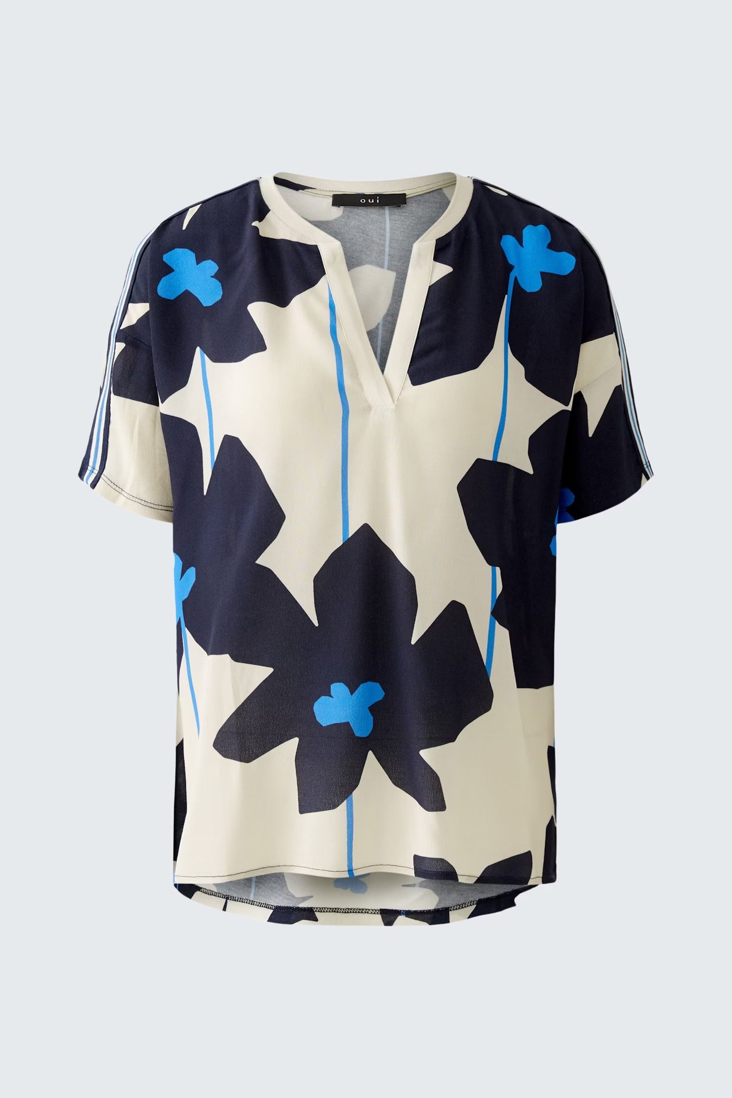 Oui Blouse With flower Print In Light stone & blue