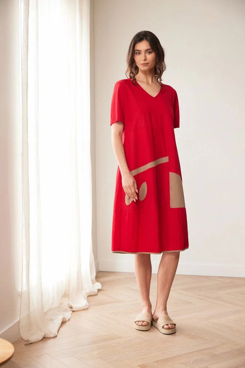 Peruzzi oval cut out Dress In Red