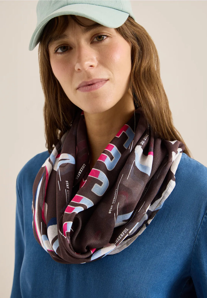 Cecil foil patterned Loop Snood In macchiato brown
