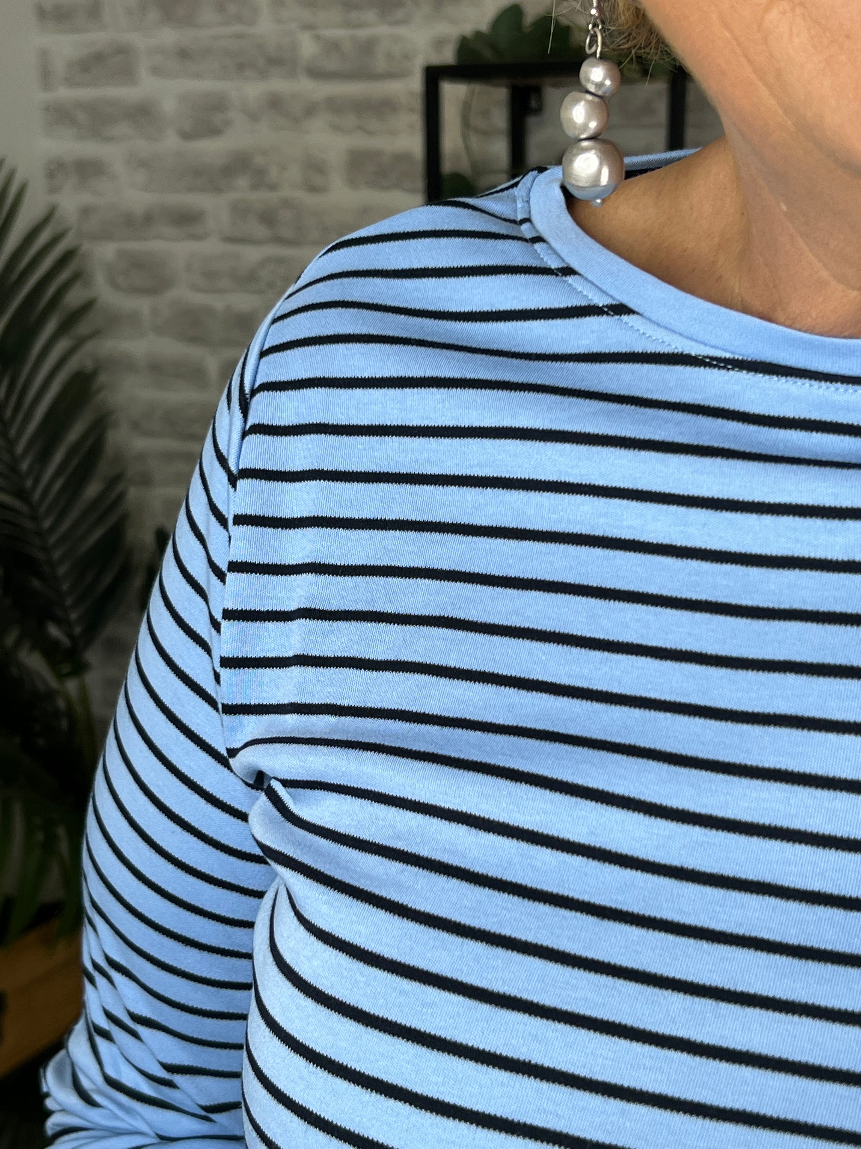 Cecil Striped Top In Fresh Light Blue