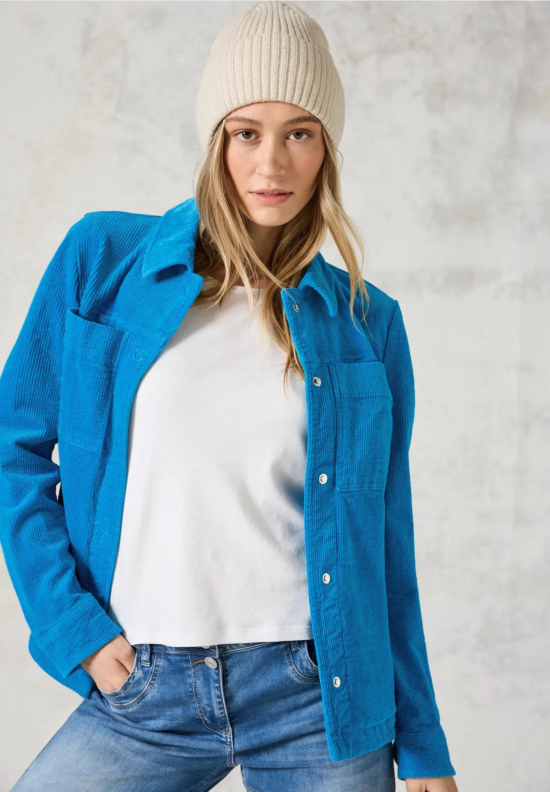 Cecil Cord Jacket In Dynamic Aqua Blue