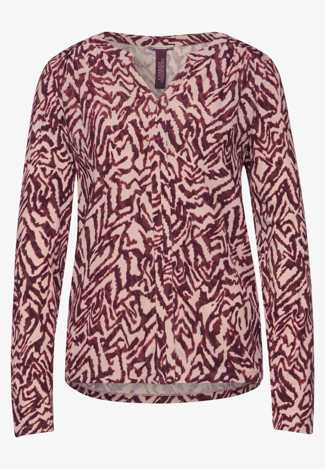 Street One Patterned Top In Mulberry Red