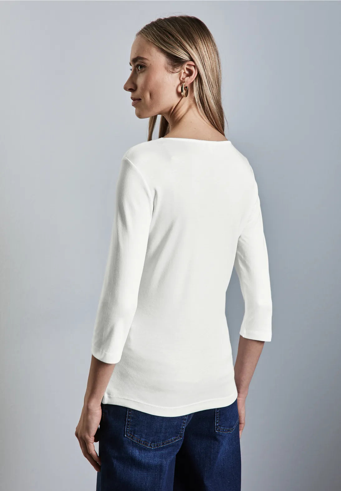 Street One Heart Neckline Top In Off white