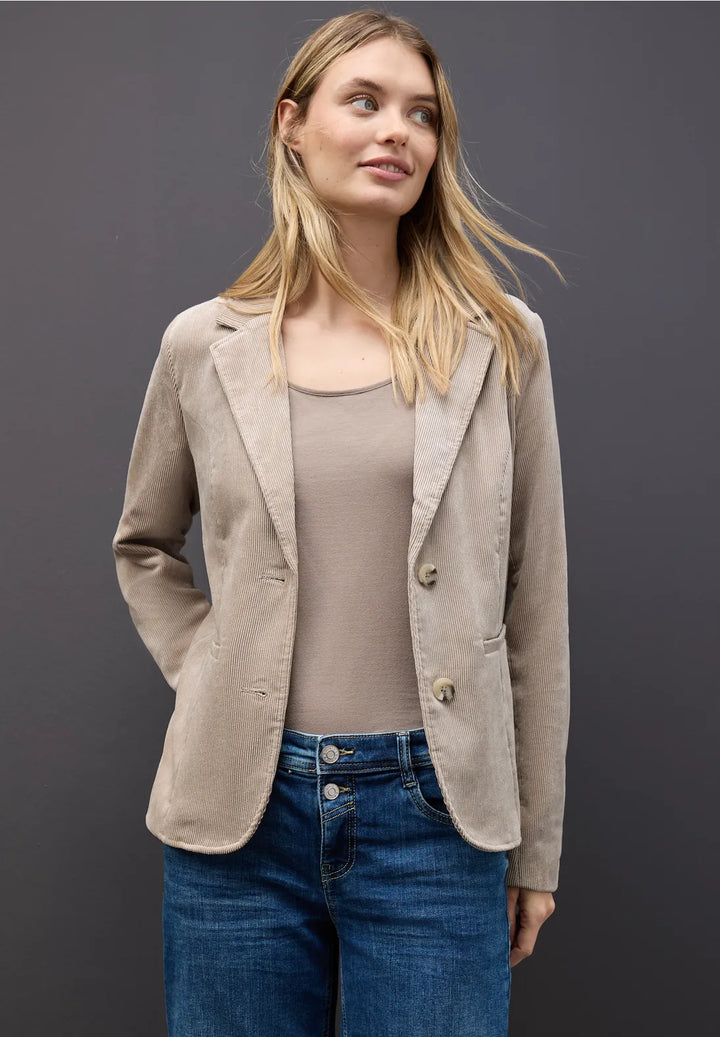 Street One Cord Blazer In Morning Beige