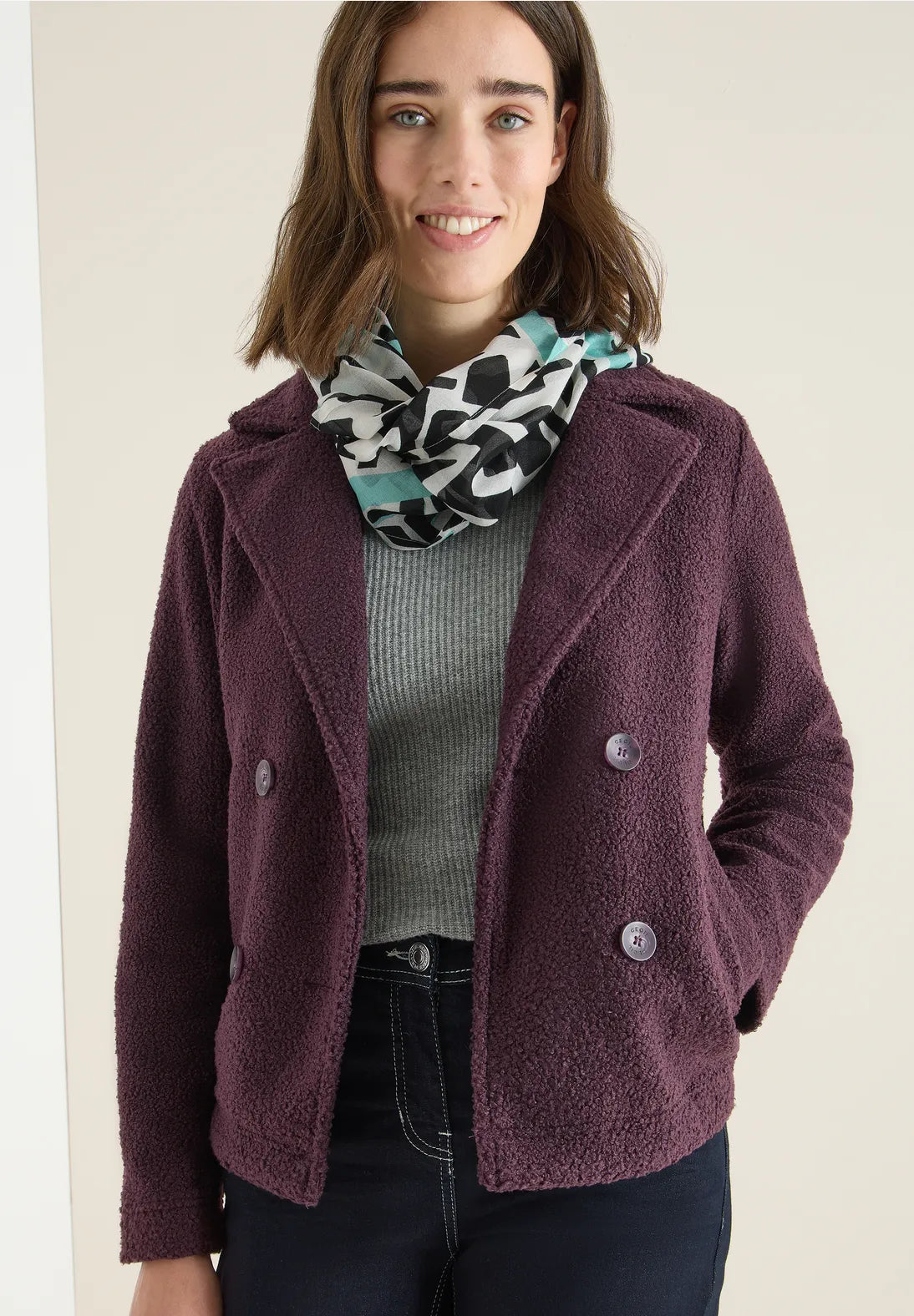 Cecil Print Loop Snood In Light Foam Blue