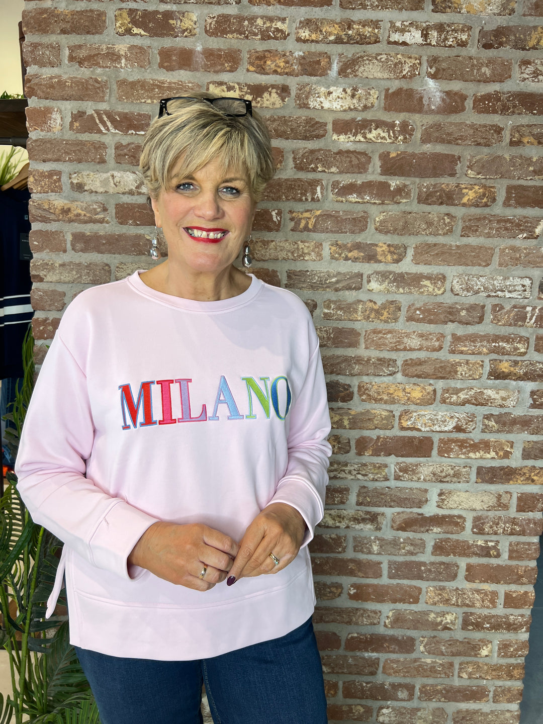 Milano Italy Slogan Sweatshirt In rose