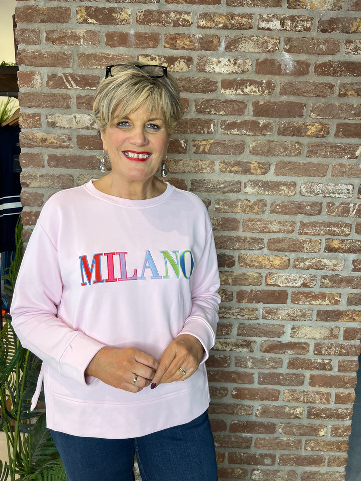 Milano Italy Slogan Sweatshirt In rose
