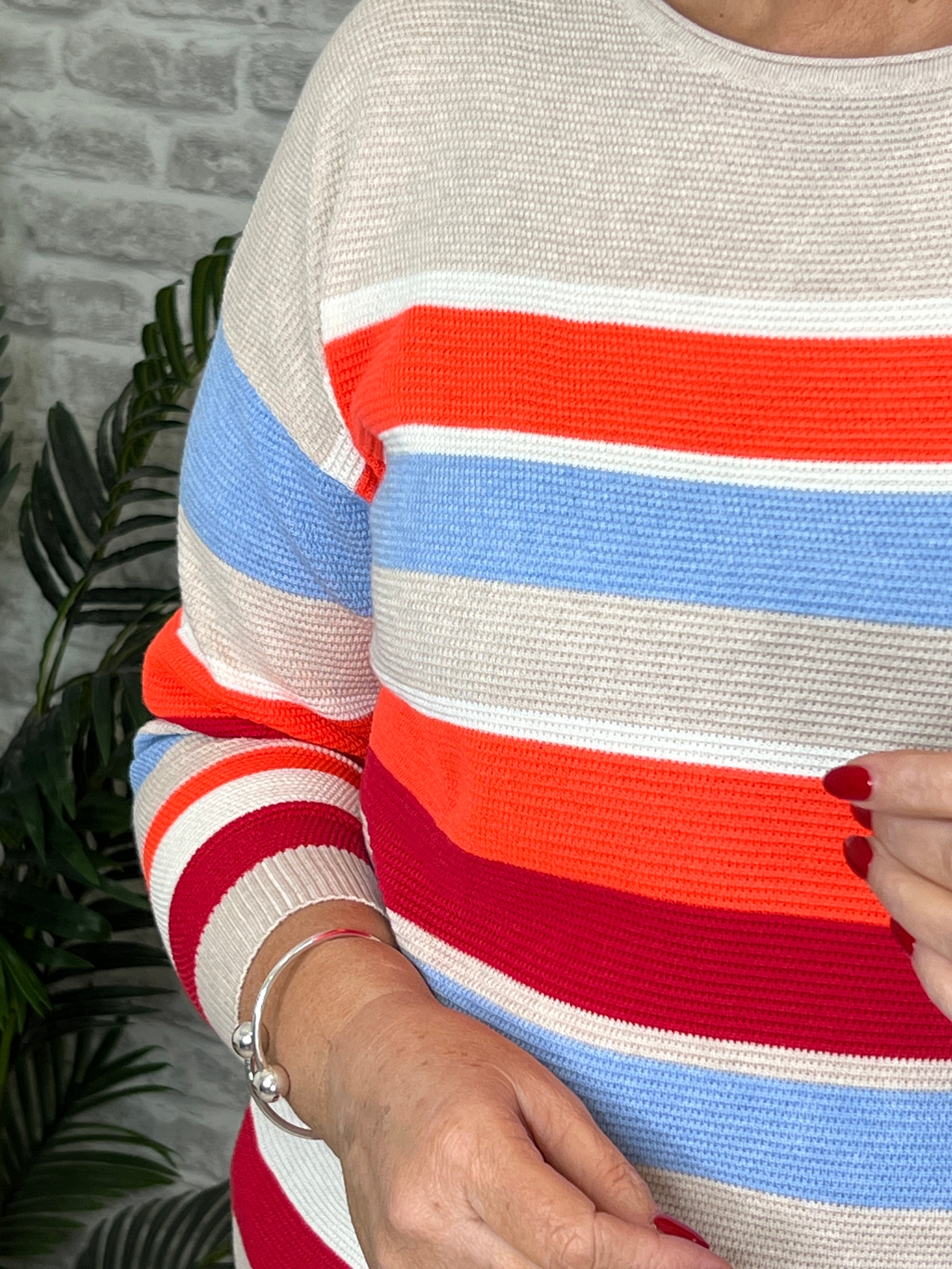 Cecil Striped Jumper In Desert Beige