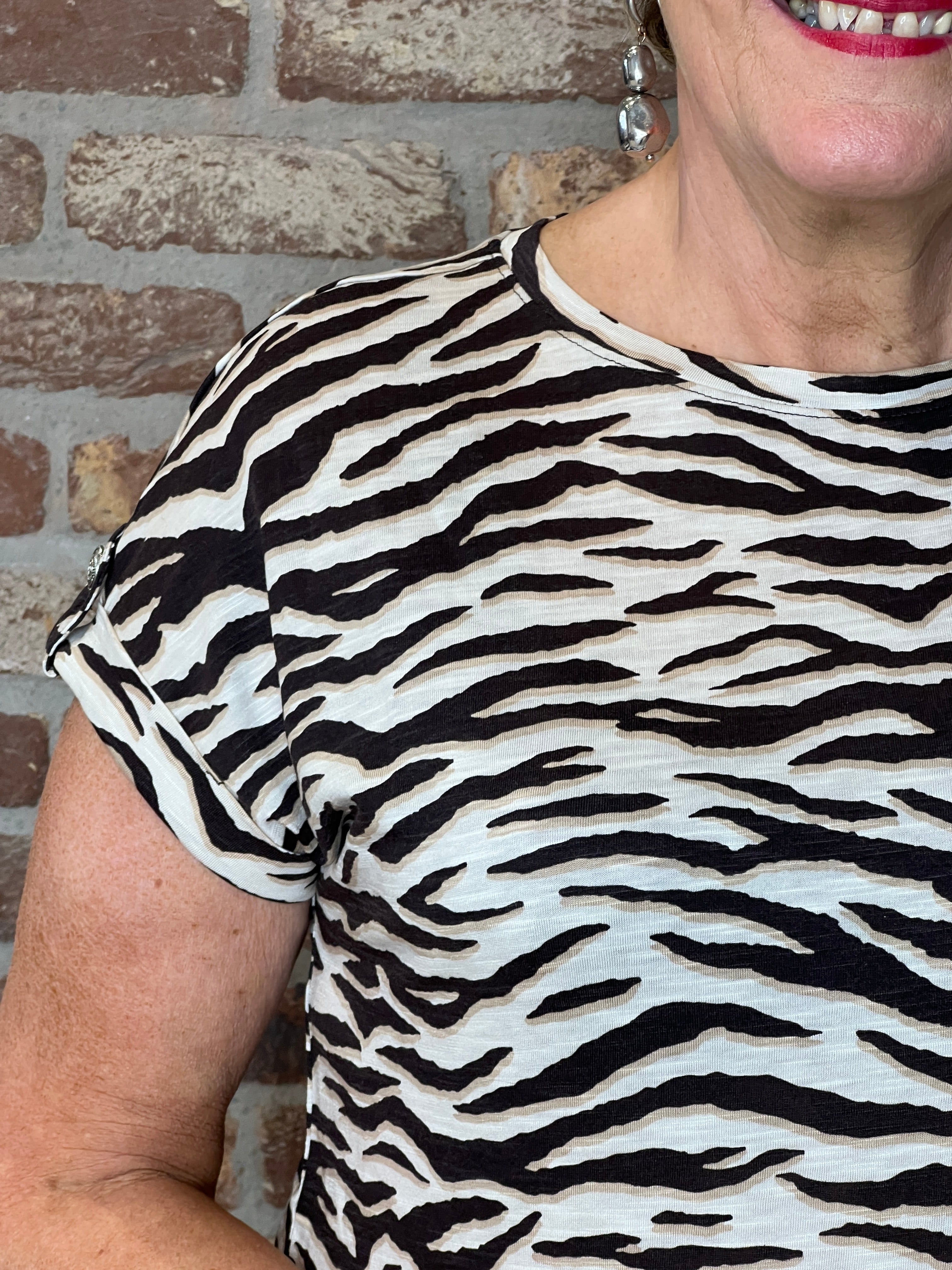 Street One Animal Print T-shirt In Espresso Brown