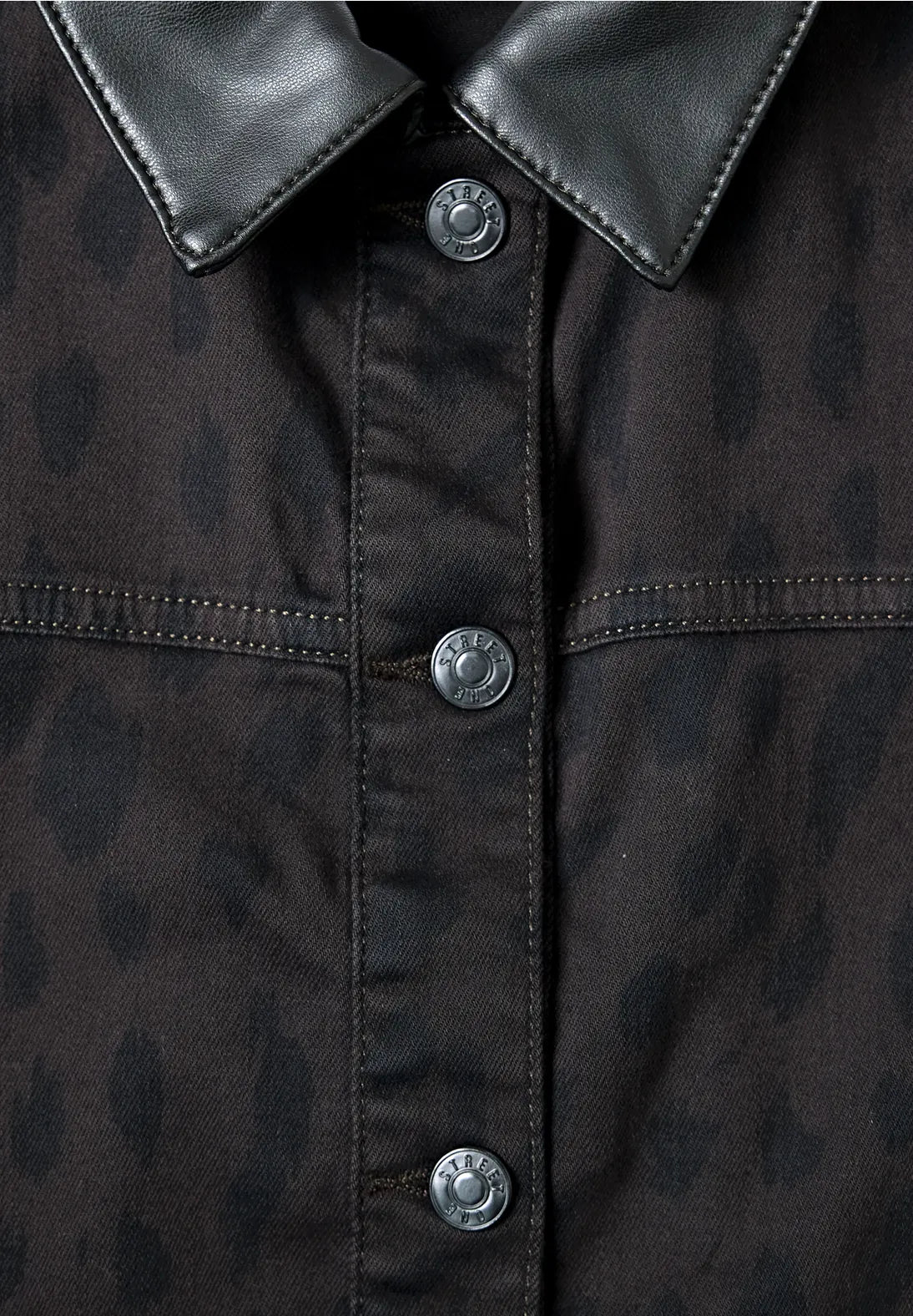 Leo print denim jacket in brown & black mix