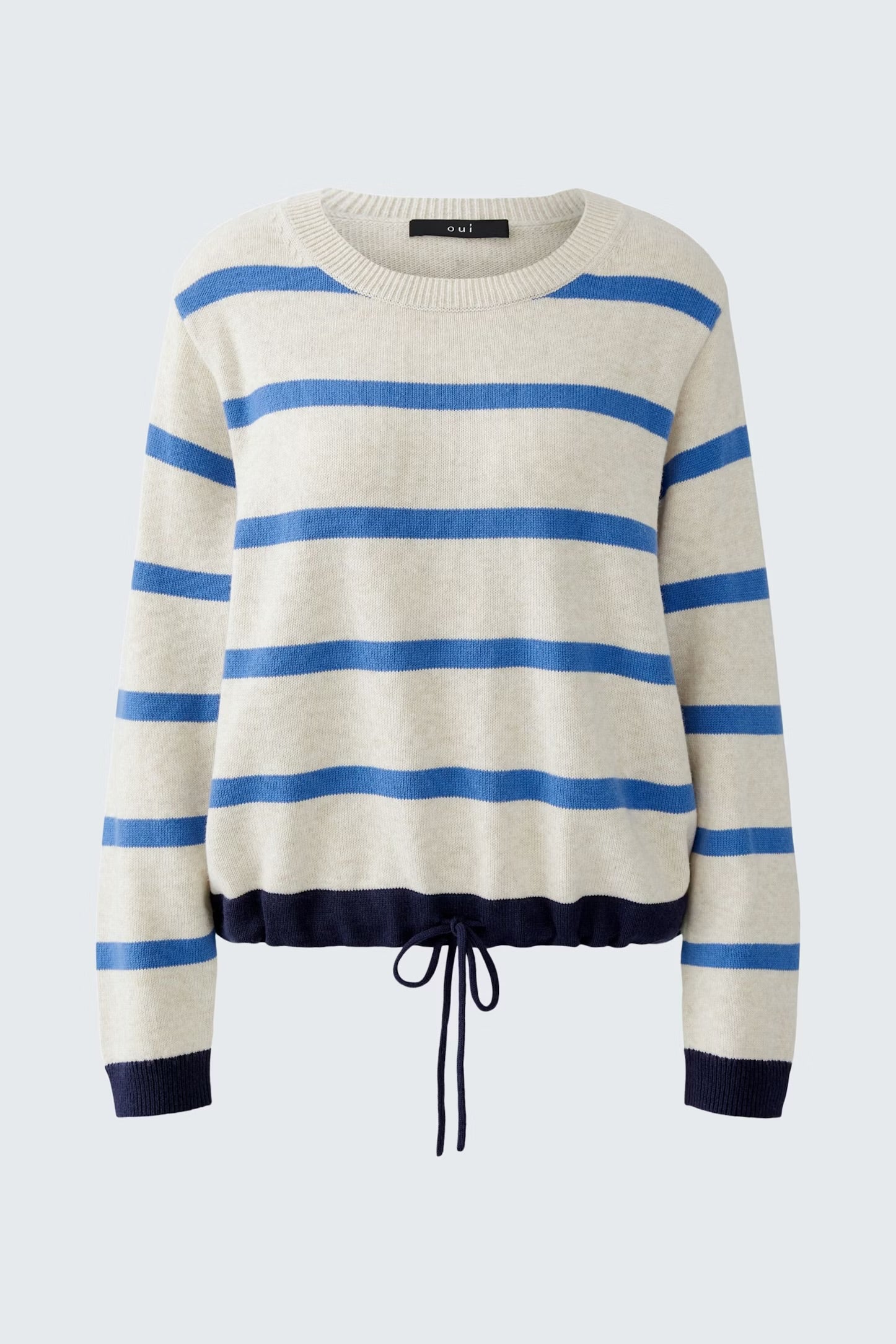 Oui Stripe Pullover In Off White & Blue
