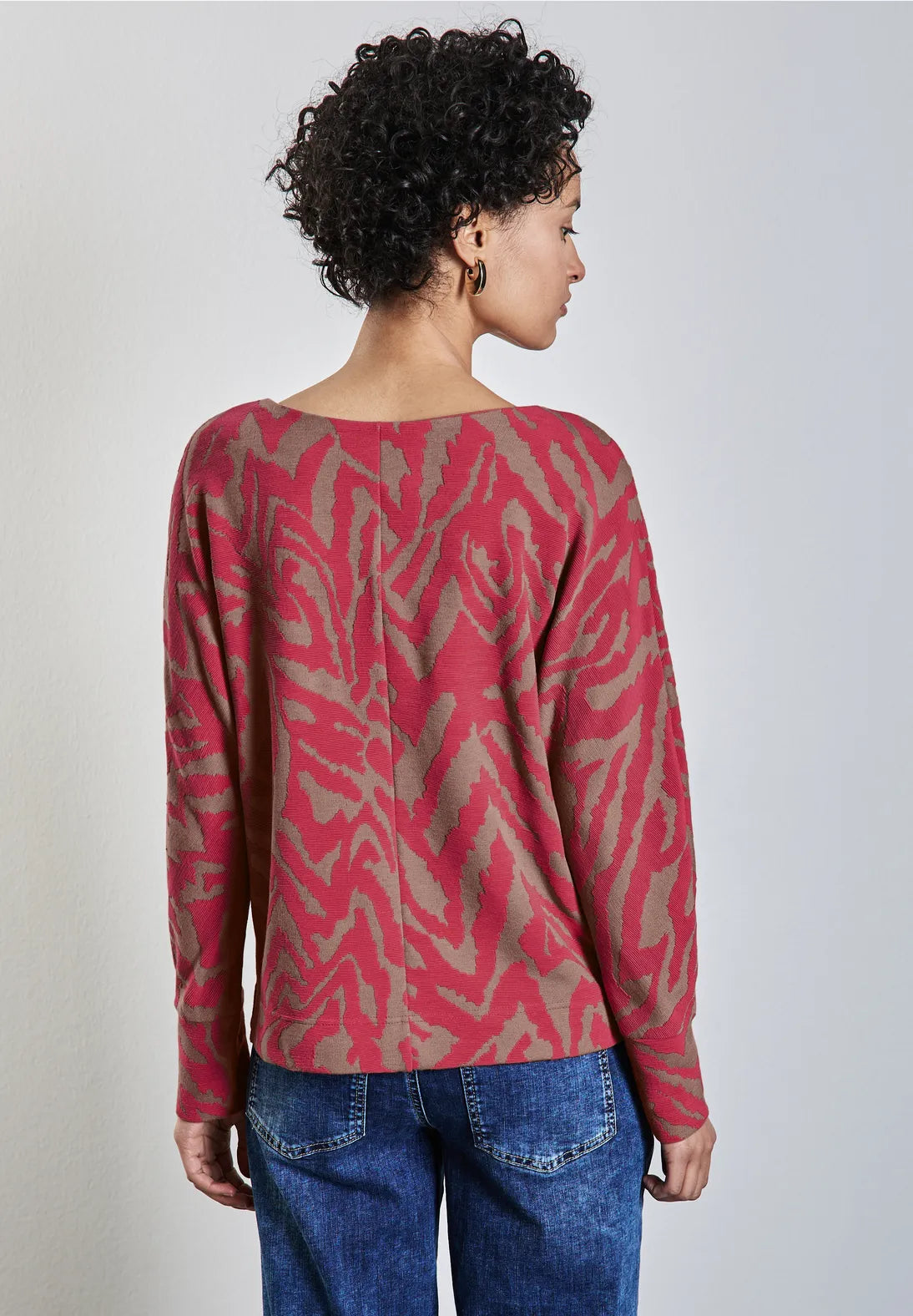 Street One Jacquard Jumper In Sugar Coral