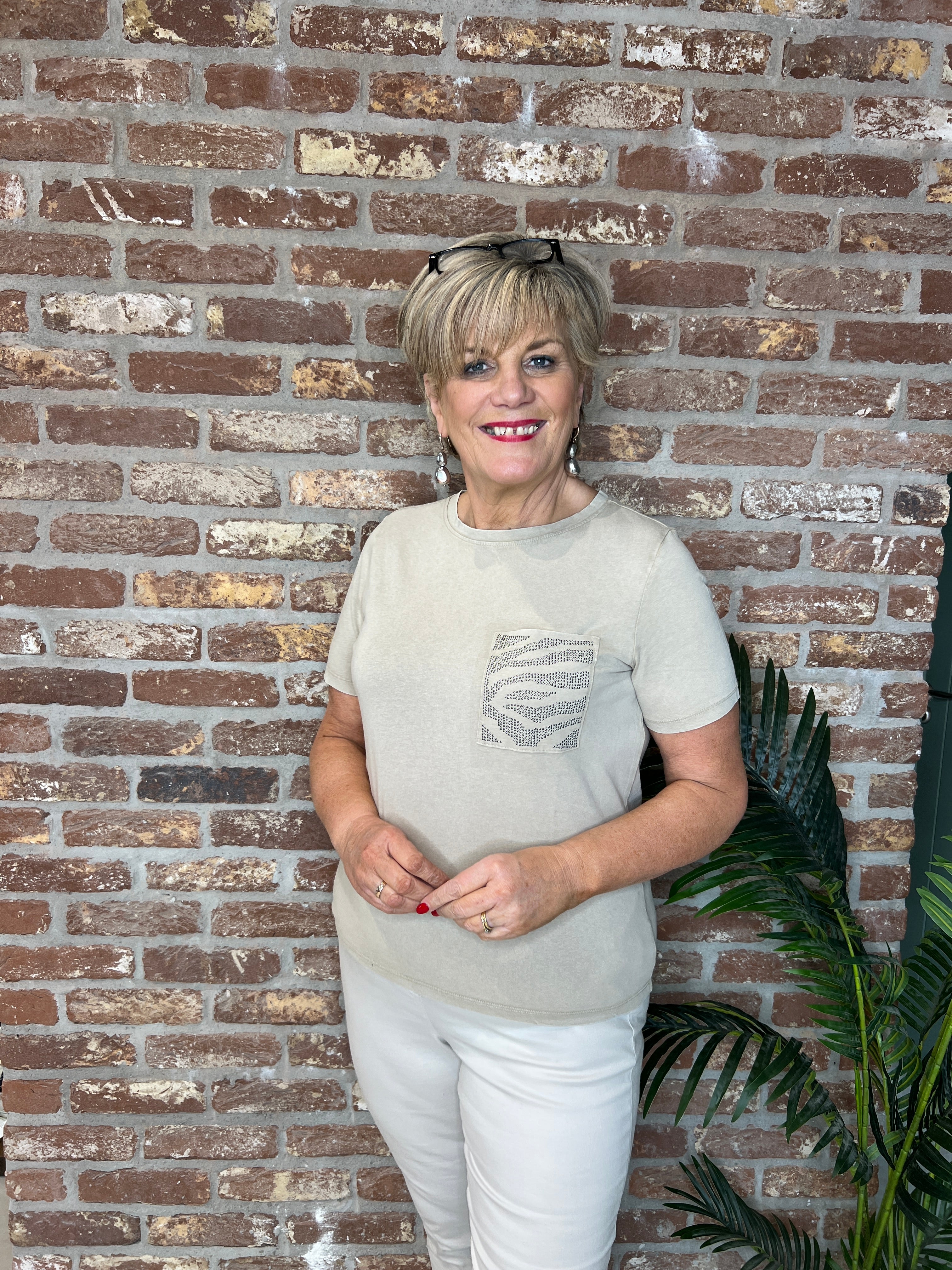 Street One Stud T-shirt In timeless beige