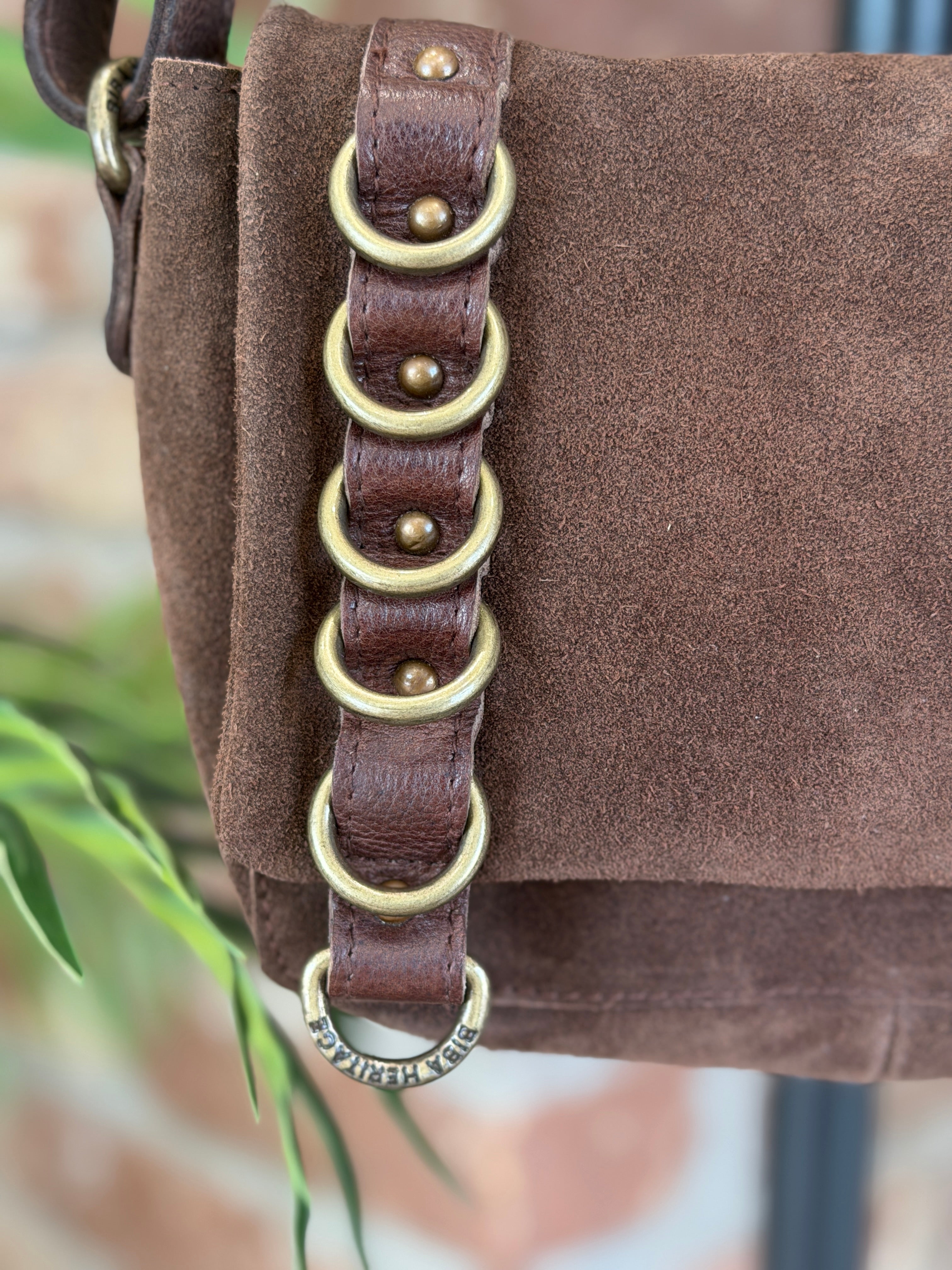 BIBA leather Ruggles Crossbody bag in Dark Brown