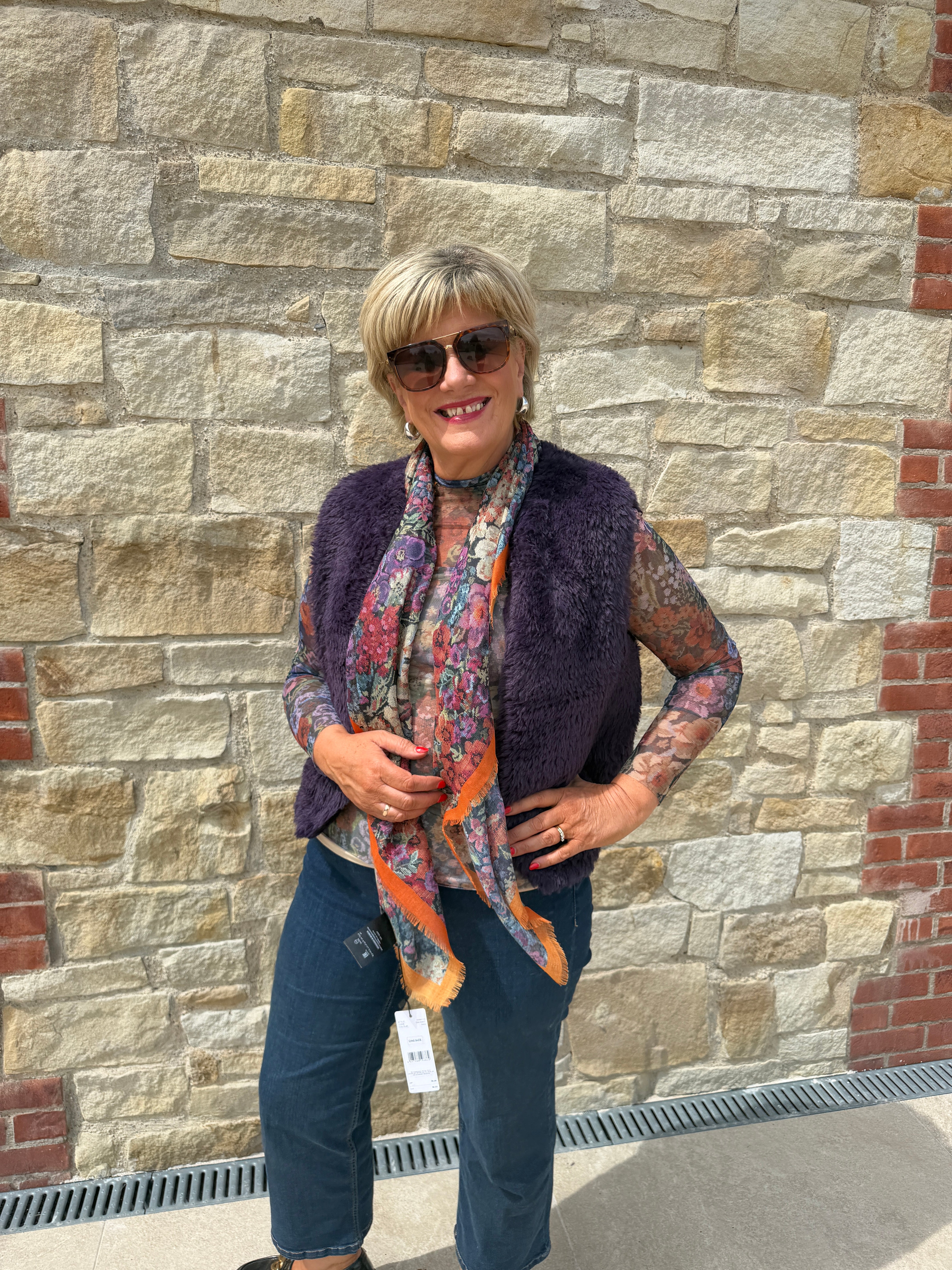 Oui Knitted Waistcoat In Mysterioso