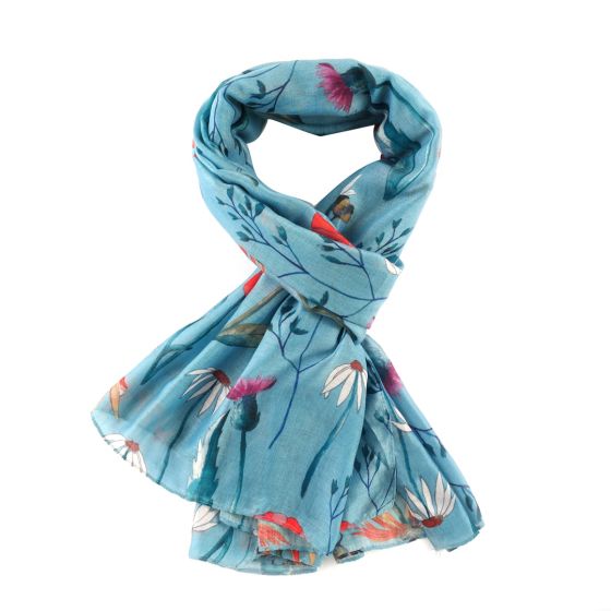 Amelia Meadow Print Scarf In Duck Egg