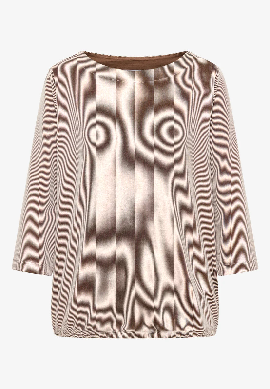 Cecil Striped Top In Mocha Carmel
