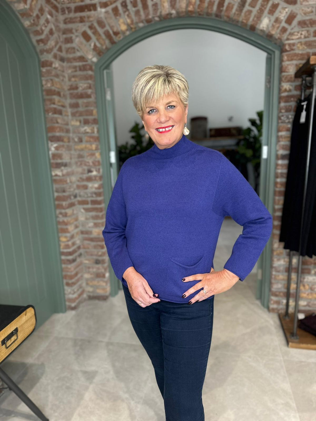 Oui Plain Pullover With In Blue Ribbon