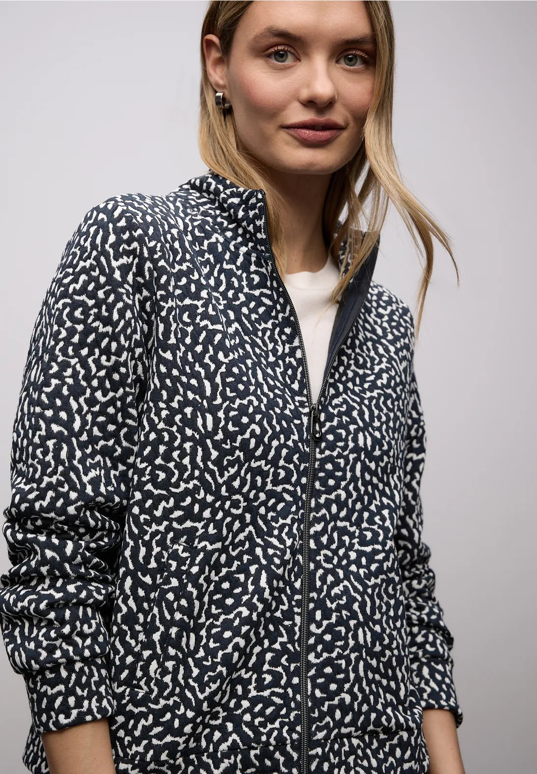 Street One Patterned Jacket In Shadowed Navy