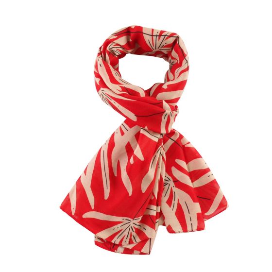 Amelia Floral Burst Print Scarf In Red