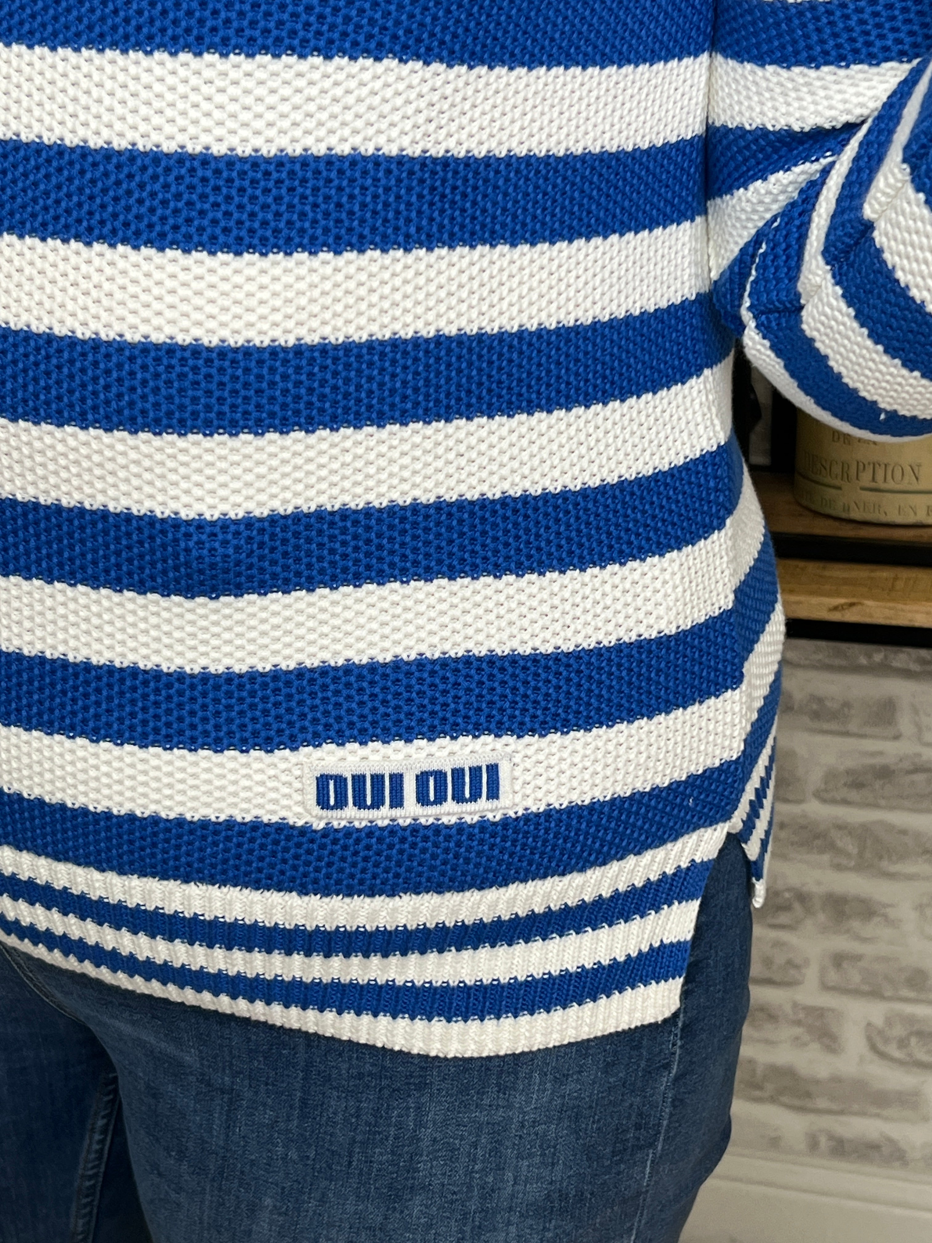 Oui Striped Jumper In Blue & White