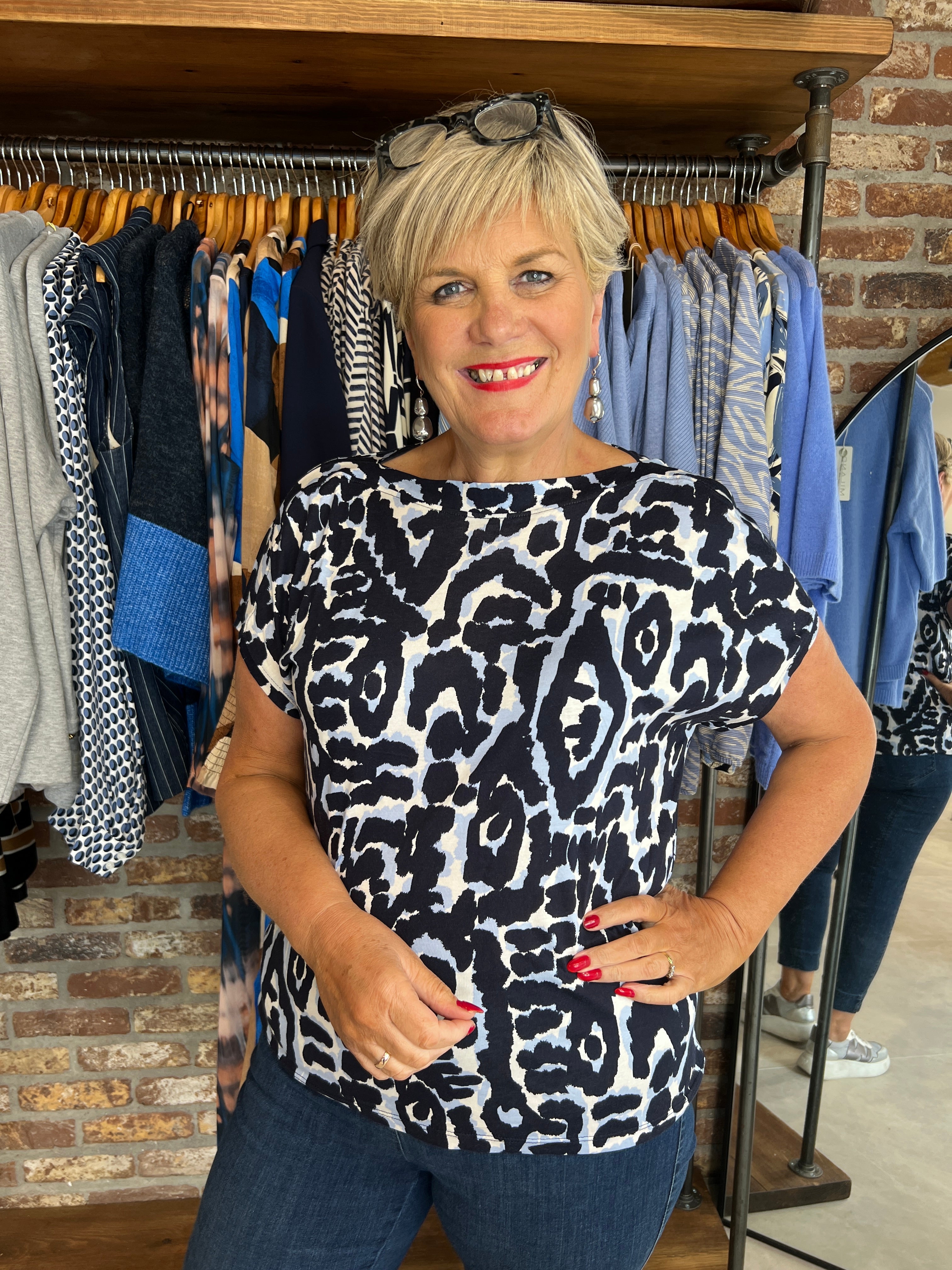 Cecil Boatneck Top In Urban Dark Blue