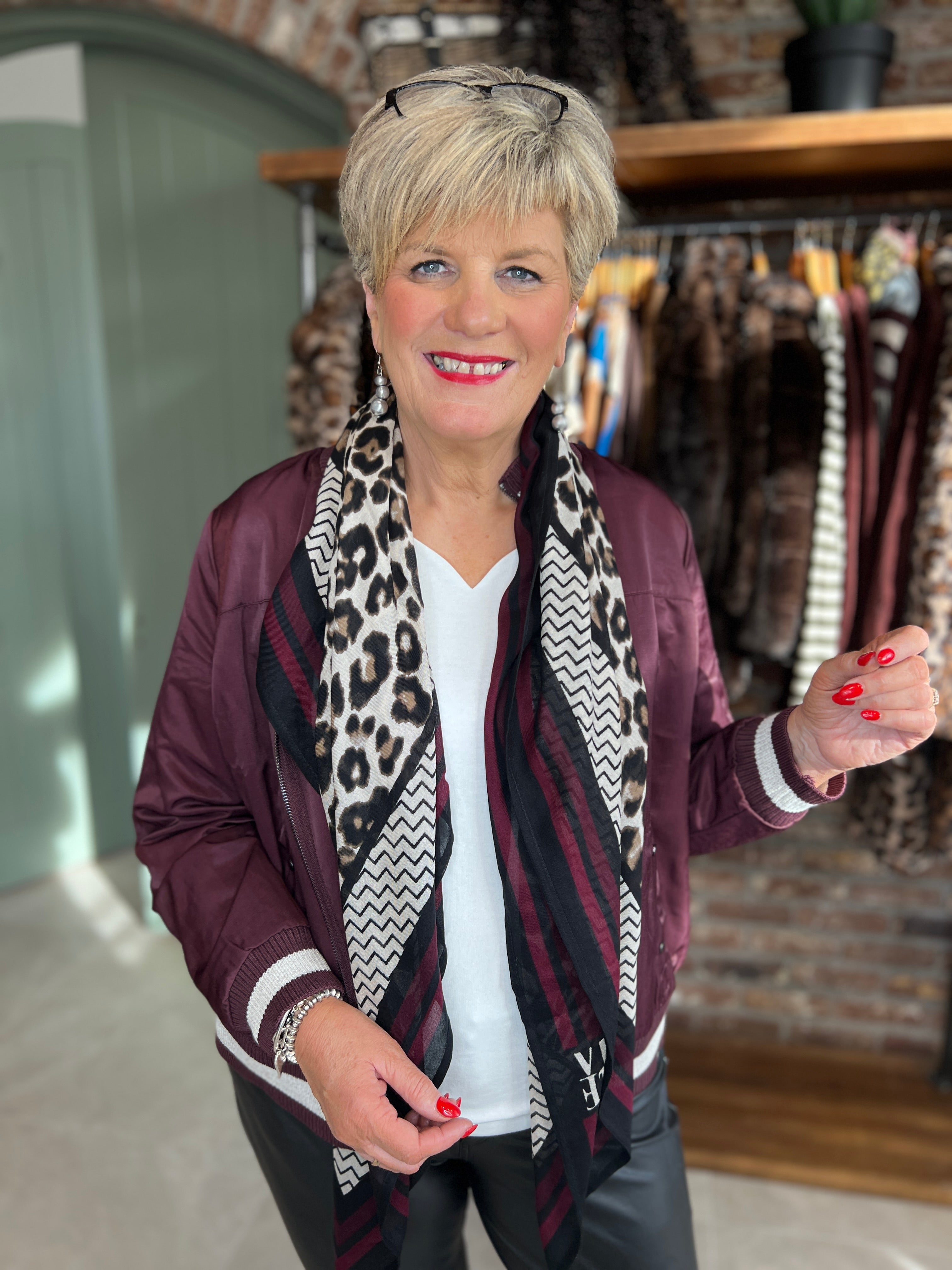 Street One Satin Bomber Jacket In Jazz Berry